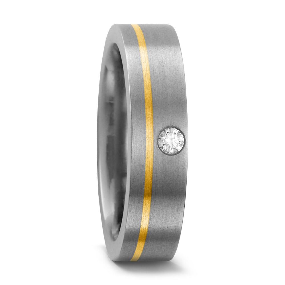 Partnerringe Titanium, 750/18K guld Diamant 0.05 ct, w-si