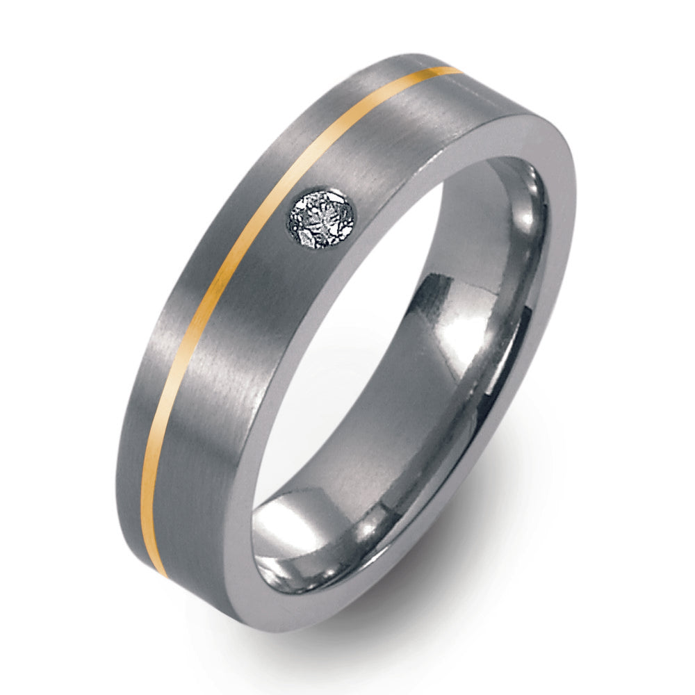 Partnerringe Titanium, 750/18K guld Diamant 0.05 ct, w-si