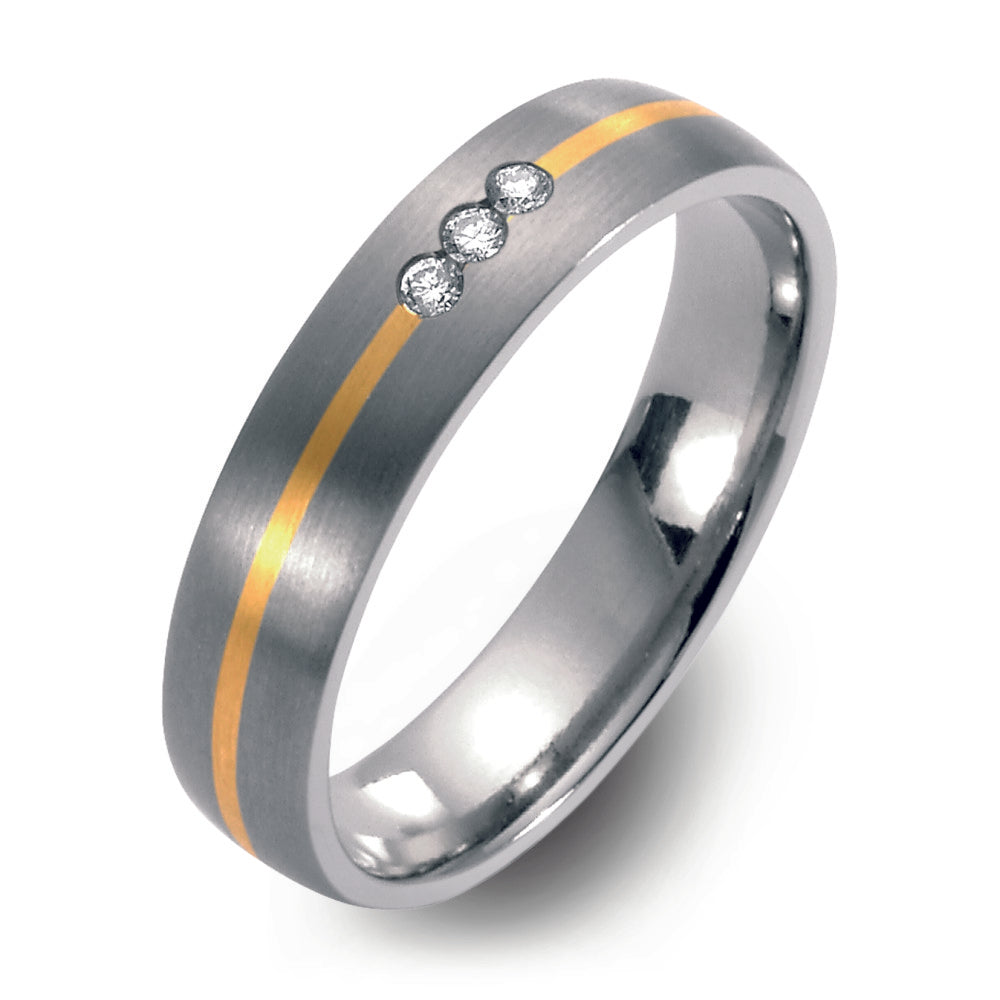 Partnerringe Titanium, 750/18K guld Diamant 0.06 ct, w-si