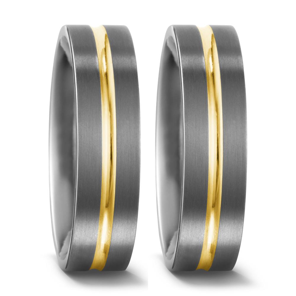 Partnerringe Titanium, 750/18K guld