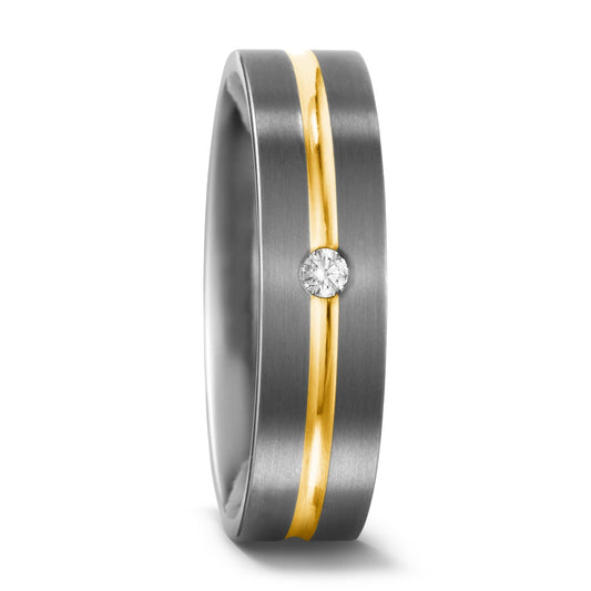 Partnerringe Titanium, 750/18K guld Diamant 0.03 ct, w-si