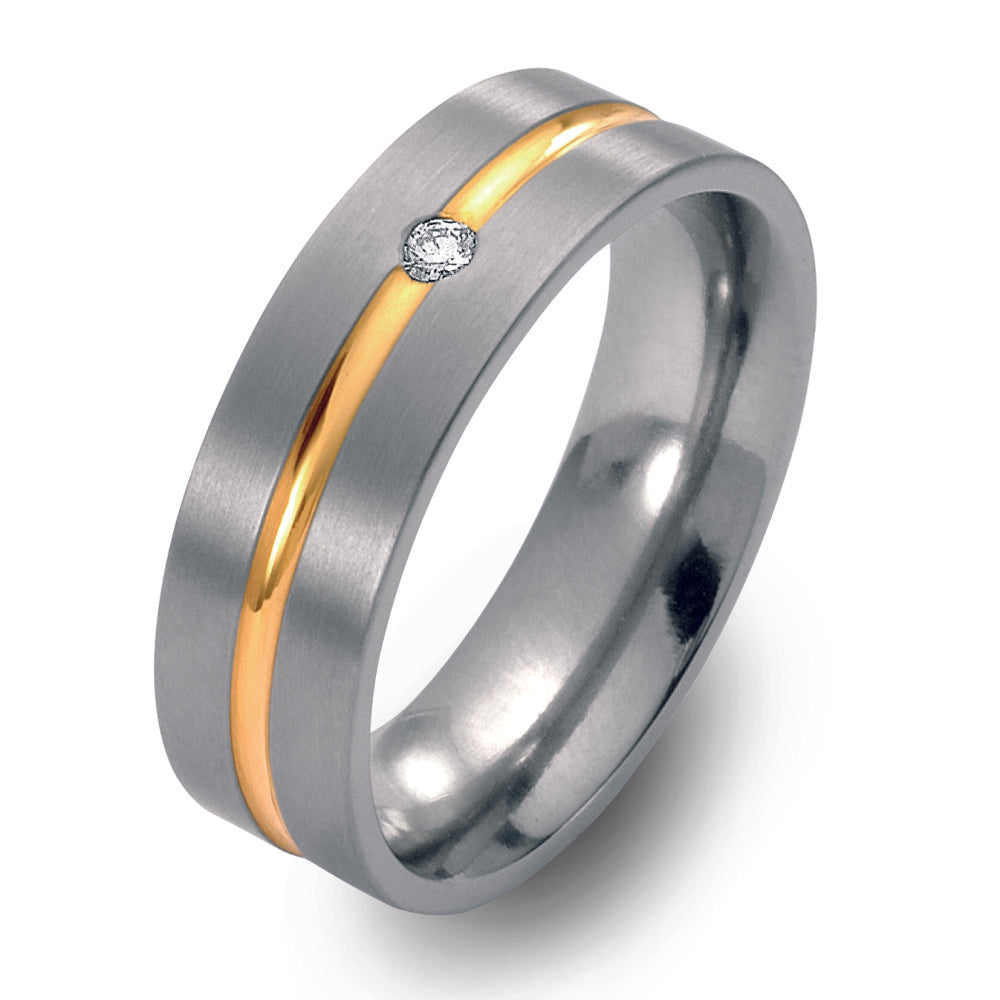 Partnerringe Titanium, 750/18K guld Diamant 0.03 ct, w-si