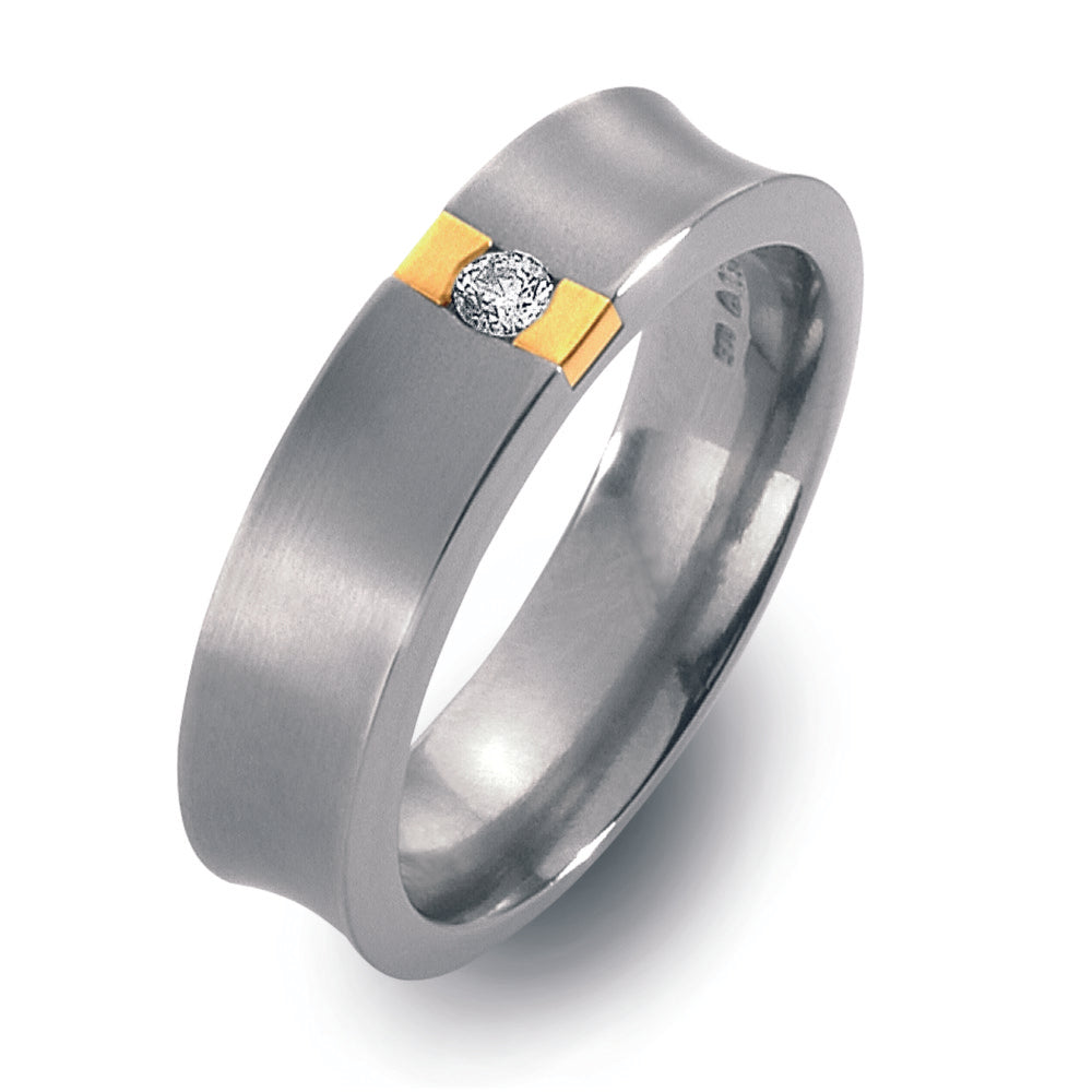 Fingerring Titanium, 750/18K guld Diamant 0.05 ct, w-si