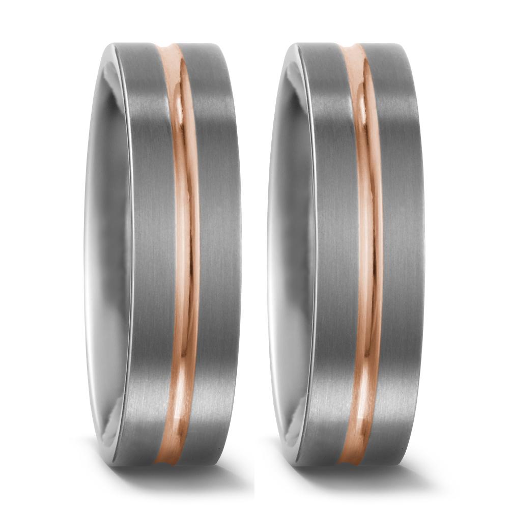 Partnerringe Titanium, 750/18K rødguld