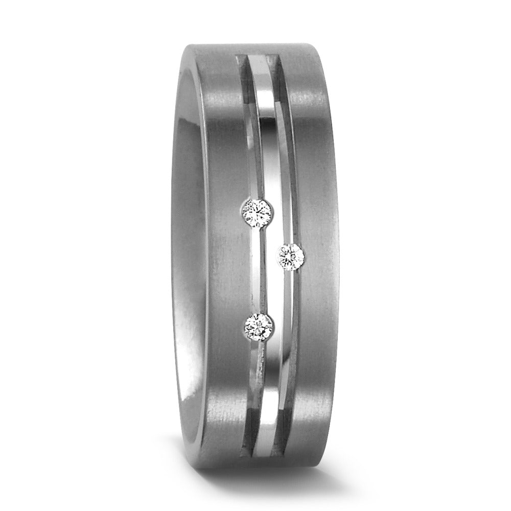 Partnerringe Titanium Diamant 0.03 ct, 3 Sten , w-si