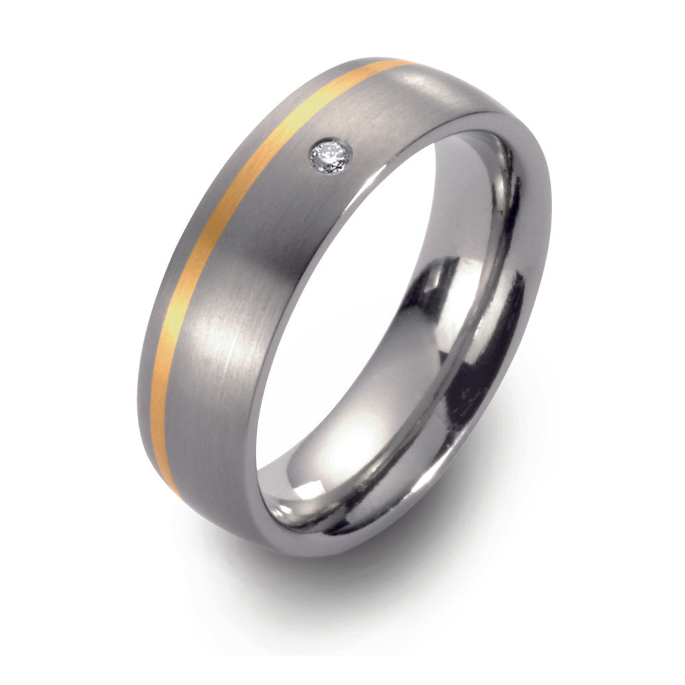 Partnerringe Titanium, 750/18K guld Diamant 0.02 ct, w-si