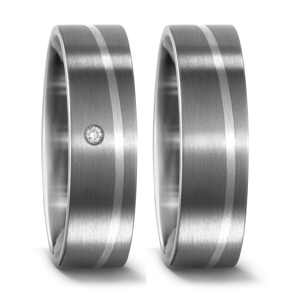 Partnerringe Titanium, 950 palladium Diamant 0.02 ct, w-si