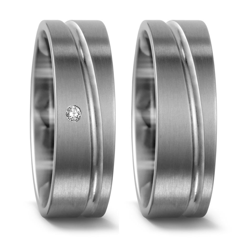 Partnerringe Titanium Diamant 0.02 ct, w-si