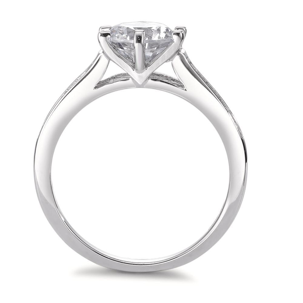 Solitaire ring Sølv Zirconia hvid , 11 Sten rhodineret Ø7 mm