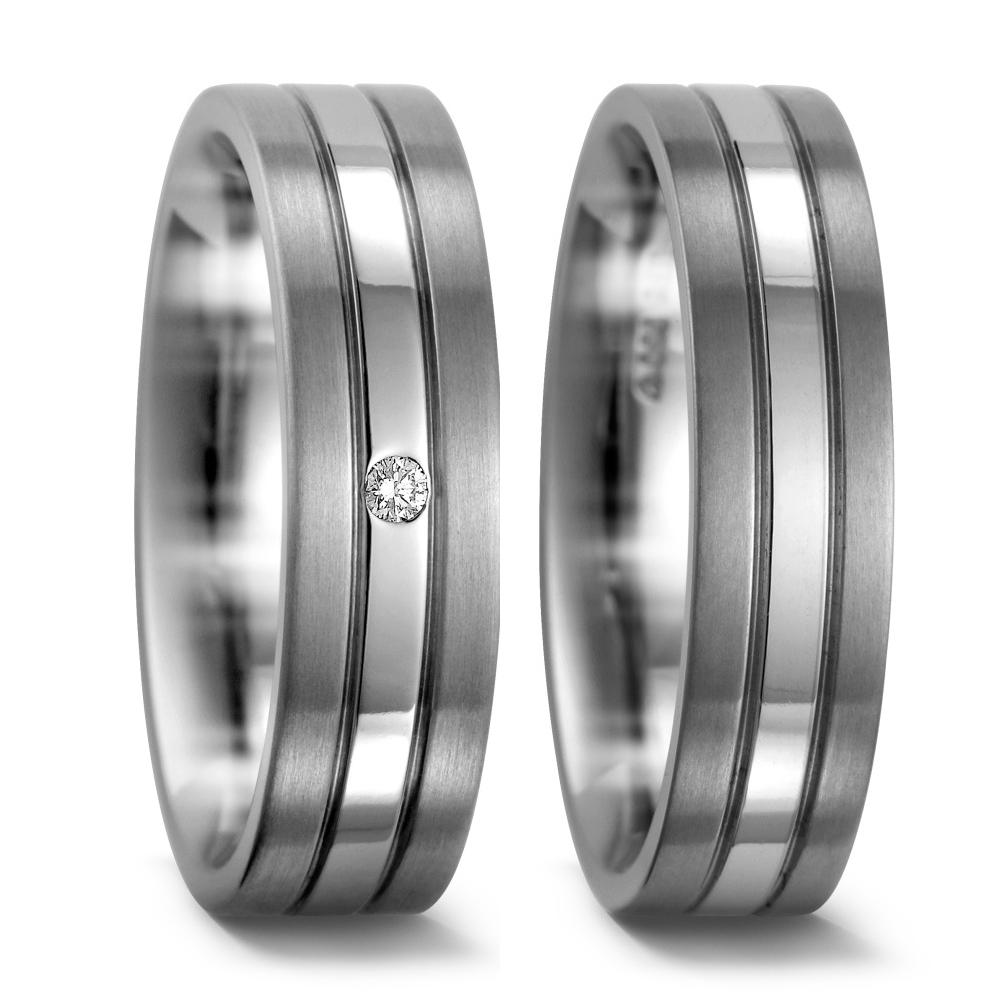 Partnerringe Titanium, 950 palladium Diamant 0.02 ct, w-si