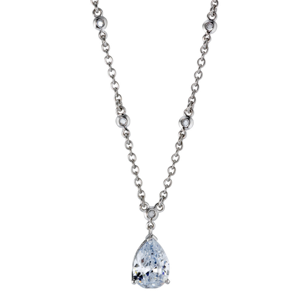 Collier Sølv Zirconia rhodineret 45 cm