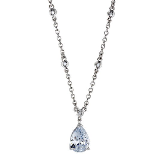 Collier Sølv Zirconia rhodineret 45 cm