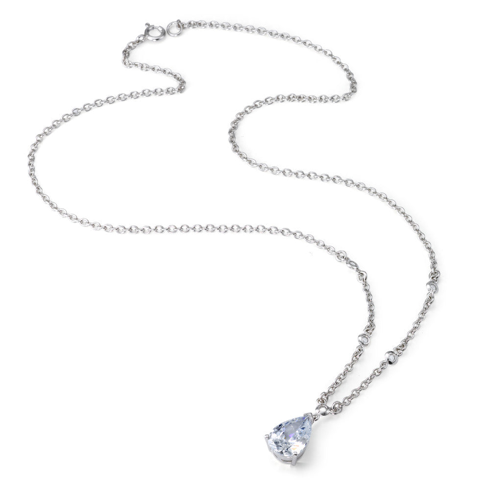 Collier Sølv Zirconia rhodineret 45 cm