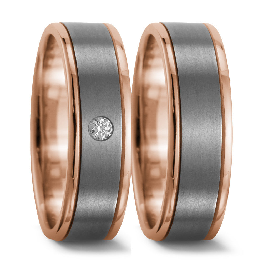 Partnerringe Titanium, 750/18K rødguld