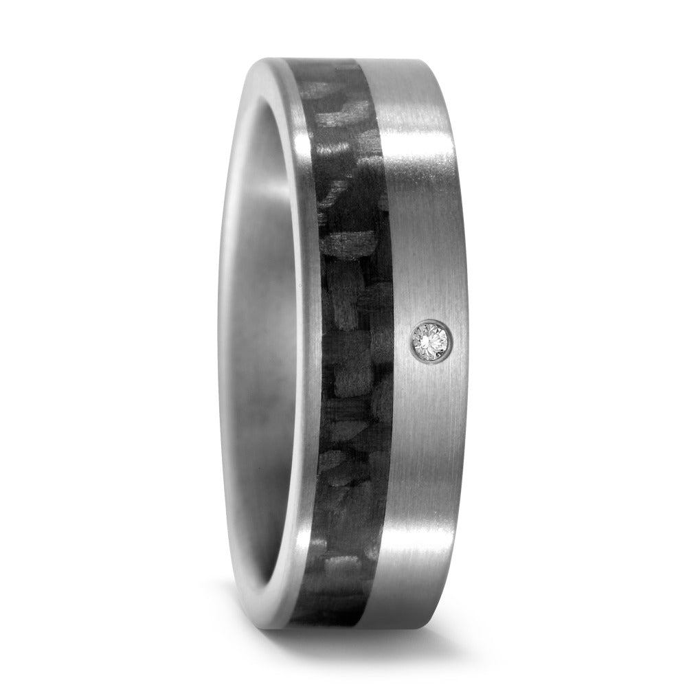 Partnerringe Titanium, Kulstof Diamant 0.02 ct, w-si