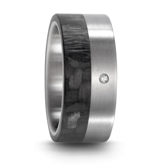 Partnerringe Titanium, Kulstof Diamant 0.02 ct, w-si