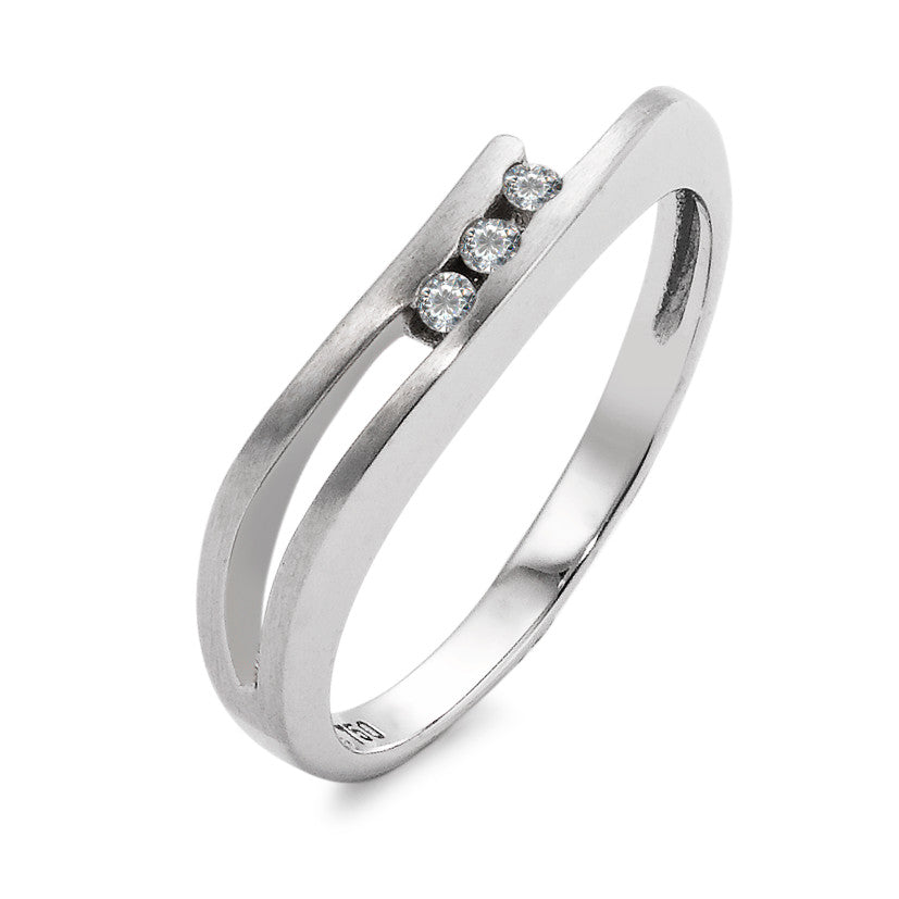 Fingerring 750/18K hvidguld Diamant 0.06 ct, 3 Sten , w-si