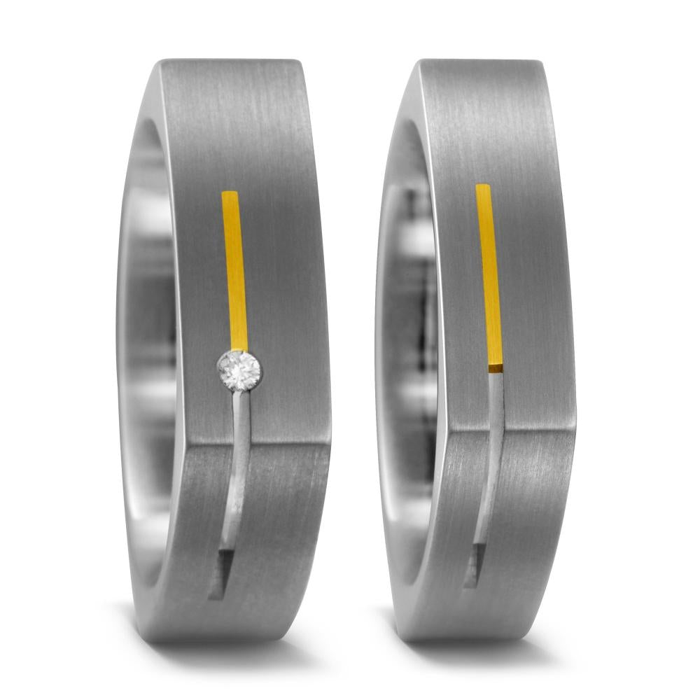 Partnerringe Titanium, 750/18K guld