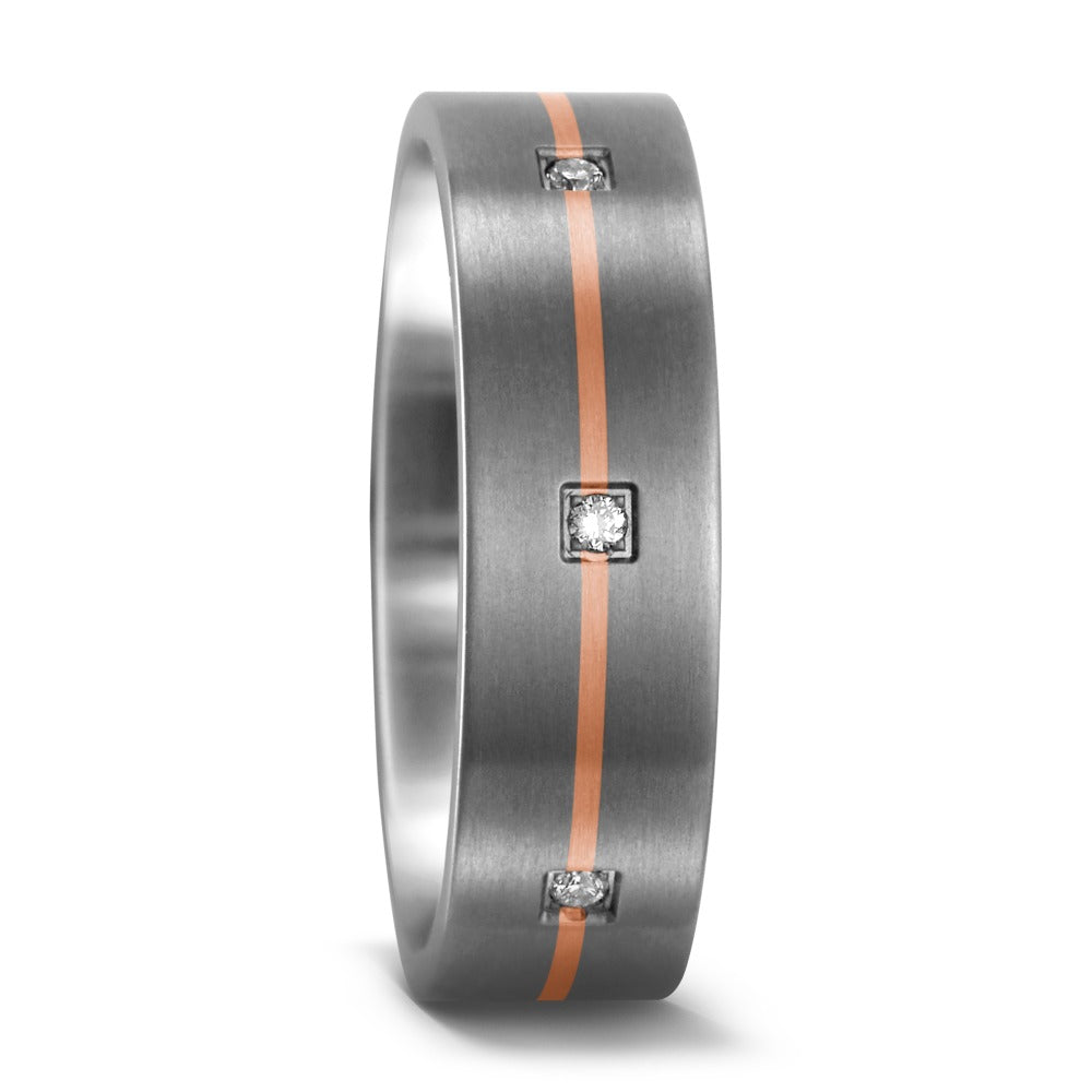 Fingerring Titanium, 750/18K rødguld Diamant 0.04 ct, 4 Sten , w-si