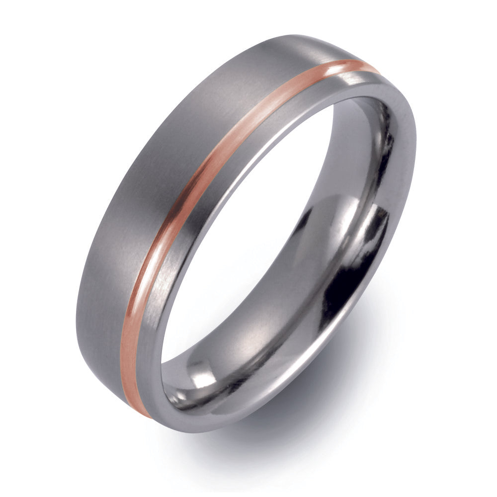 Partnerringe Titanium, 750/18K rødguld