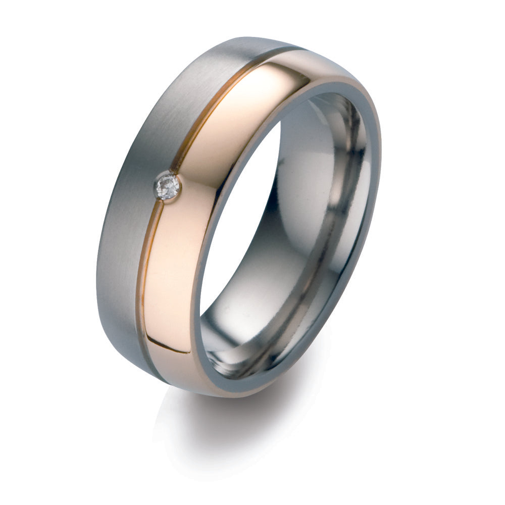 Ringe Titanium, 750/18K rødguld Diamant 0.02 ct, w-si