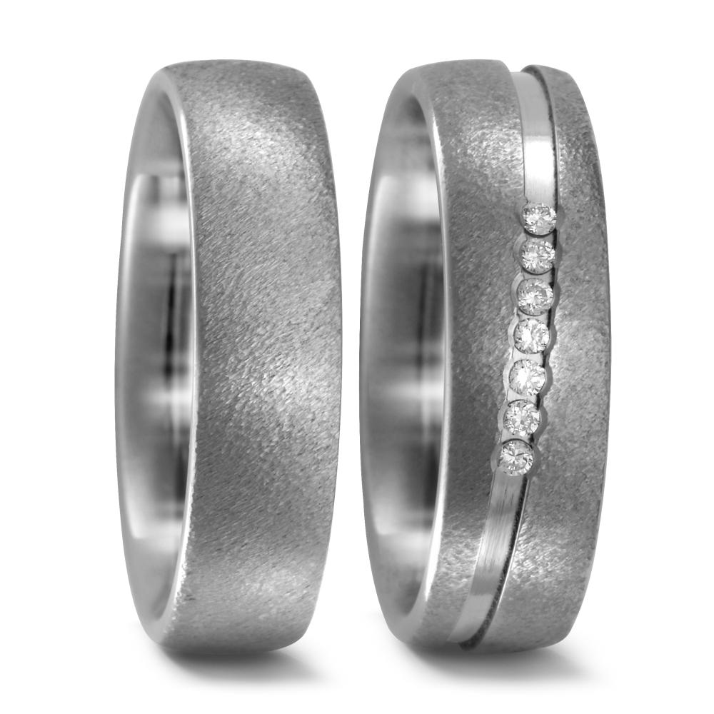 Partnerringe Titanium Diamant 0.07 ct, 7 Sten , w-si