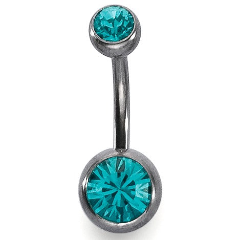 Mavepiercing Titanium Krystal turkis , 2 Sten