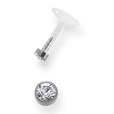 Piercing Bioplast, Titanium Krystal hvid Ø2 mm