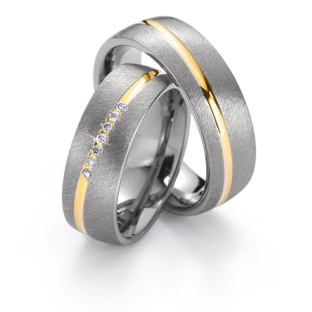 Partnerringe Titanium, 750/18K guld Diamant 0.07 ct, 7 Sten , w-si