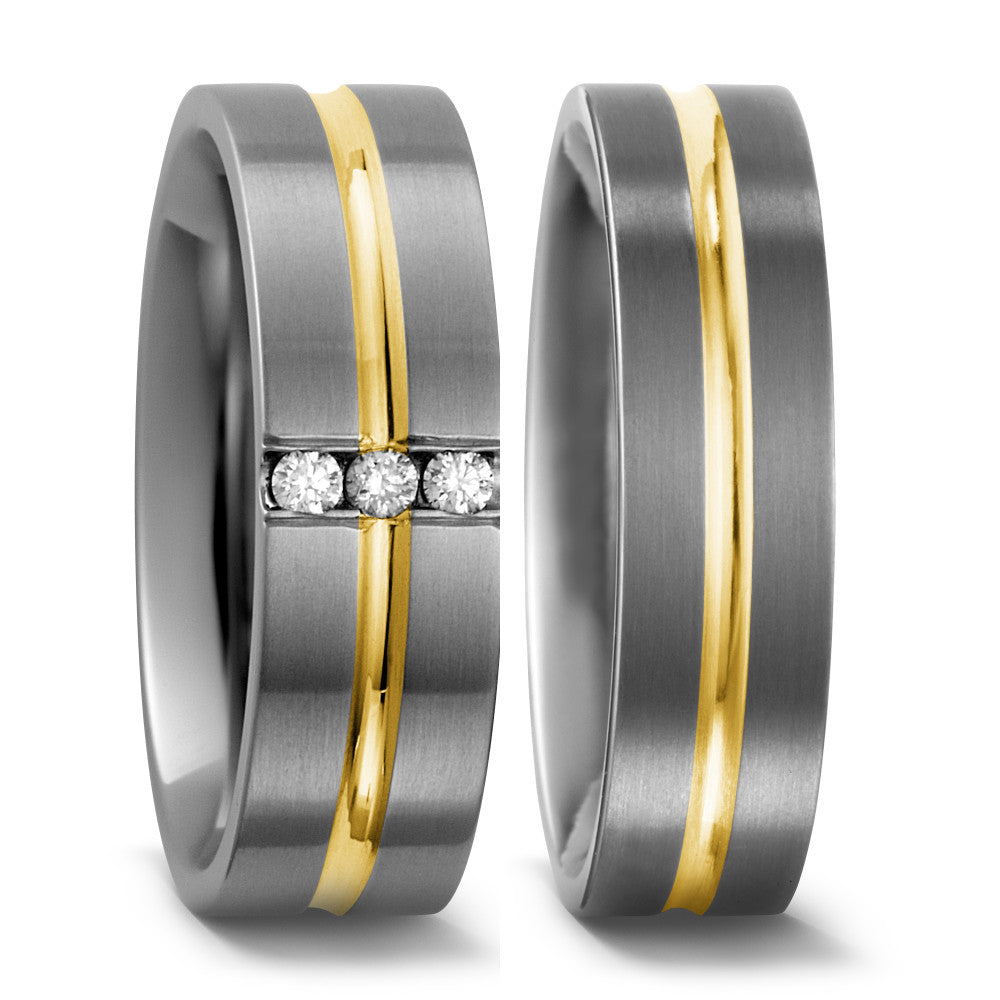 Partnerringe Titanium, 750/18K guld