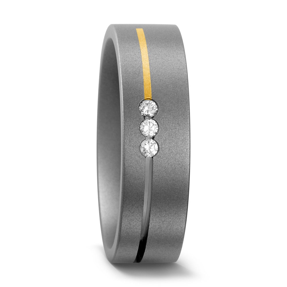 Partnerringe Titanium, 750/18K guld Diamant 0.06 ct, 3 Sten , w-si