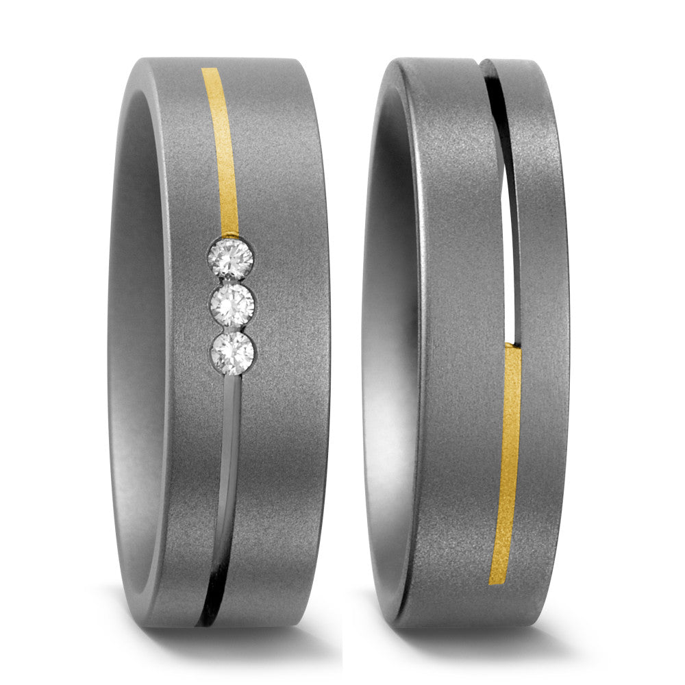 Partnerringe Titanium, 750/18K guld