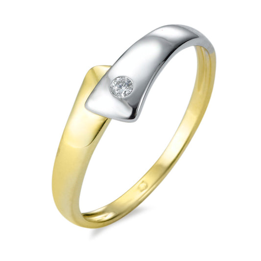 Fingerring 750/18K guld, 750/18K hvidguld Diamant w-si