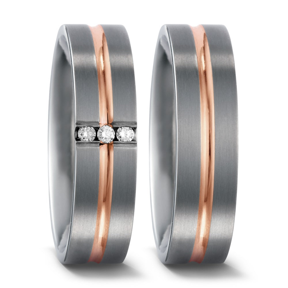 Partnerringe Titanium, 750/18K rødguld