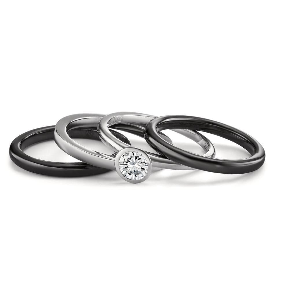 Indsæt ring Sølv Zirconia rhodineret Ø6 mm