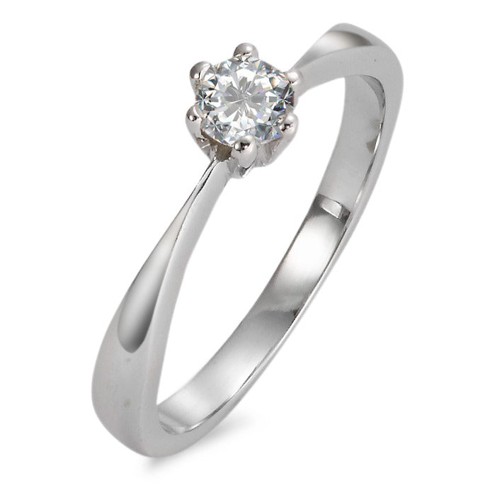 Solitaire ring 750/18K hvidguld Moissanite [rund], 4 mm