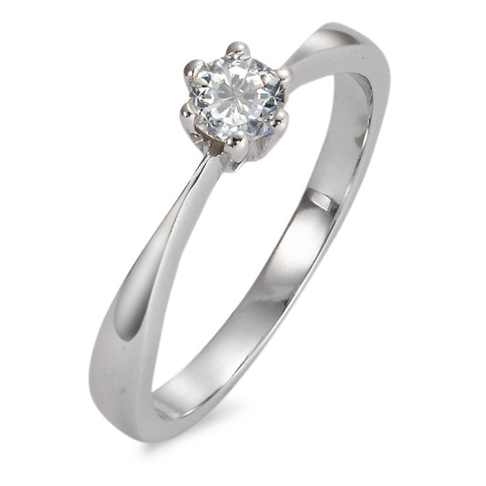 Solitaire ring 750/18K hvidguld Moissanite [rund], 4 mm