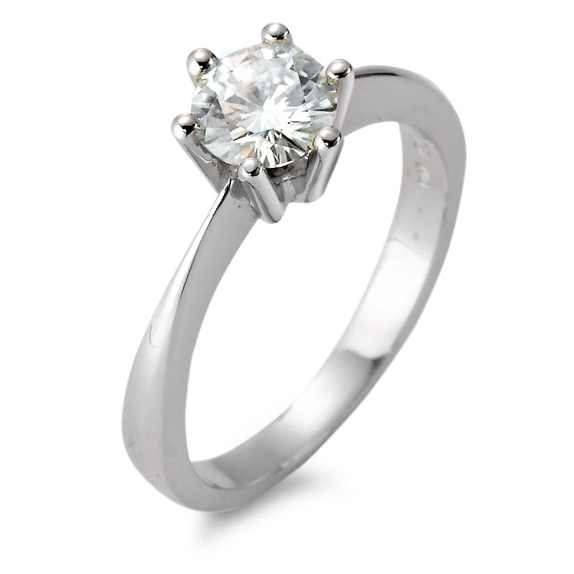 Solitaire ring 750/18K hvidguld Moissanite [rund], 6 mm