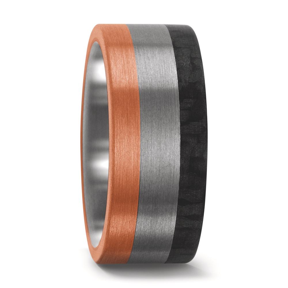 Ringe Titanium, 750/18K rødguld, Kulstof