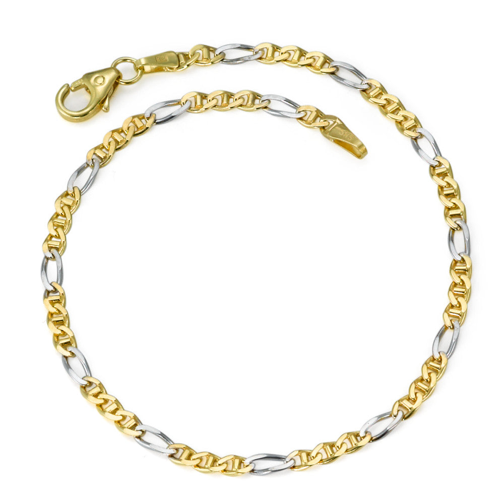 Armbånd 585/14K guld tofarvet 18.5 cm