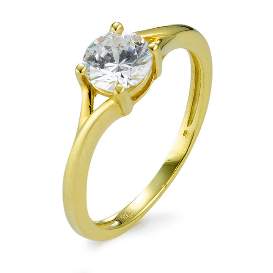 Solitaire ring 375/9K guld Zirconia hvid Ø6 mm