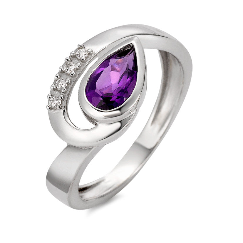 Ringe 750/18K hvidguld Ametyst violet , 0.04 ct, 5 Sten , w-si