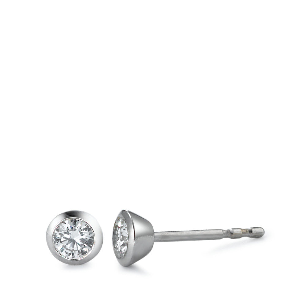 Ørestikker 750/18K hvidguld Diamant hvid , 0.25 ct, 2 Sten , [Brillant], w-si Ø4.5 mm