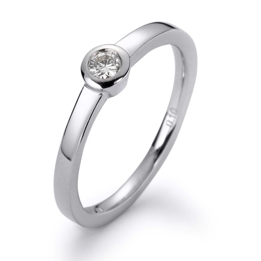 Solitaire ring 750/18K hvidguld Diamant hvid , 0.10 ct, [Brillant], w-si