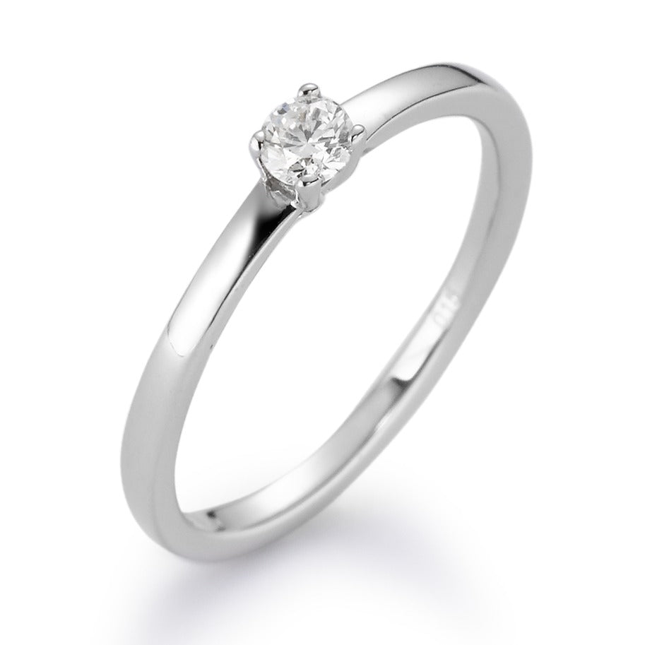 Solitaire ring 750/18K hvidguld Diamant hvid , 0.10 ct, [Brillant], w-si