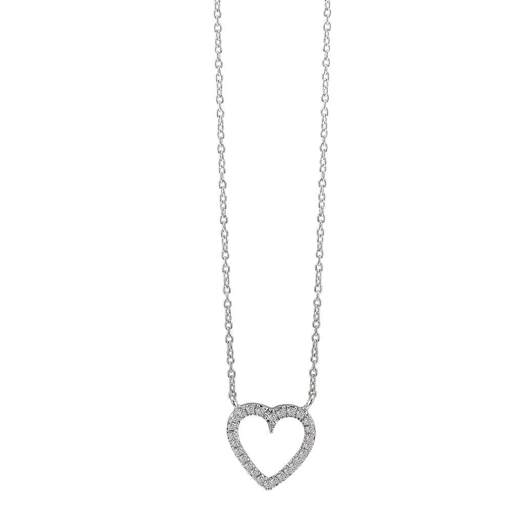 Collier 750/18K hvidguld Diamant hvid , 0.056 ct, 27 Sten Hjerte 42 cm