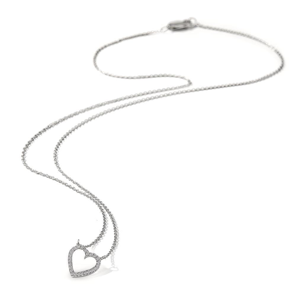 Collier 750/18K hvidguld Diamant hvid , 0.056 ct, 27 Sten Hjerte 42 cm