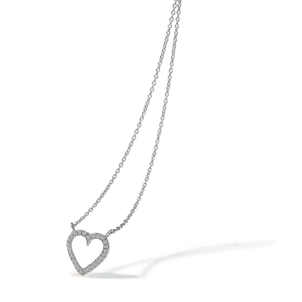 Collier 750/18K hvidguld Diamant hvid , 0.056 ct, 27 Sten Hjerte 42 cm