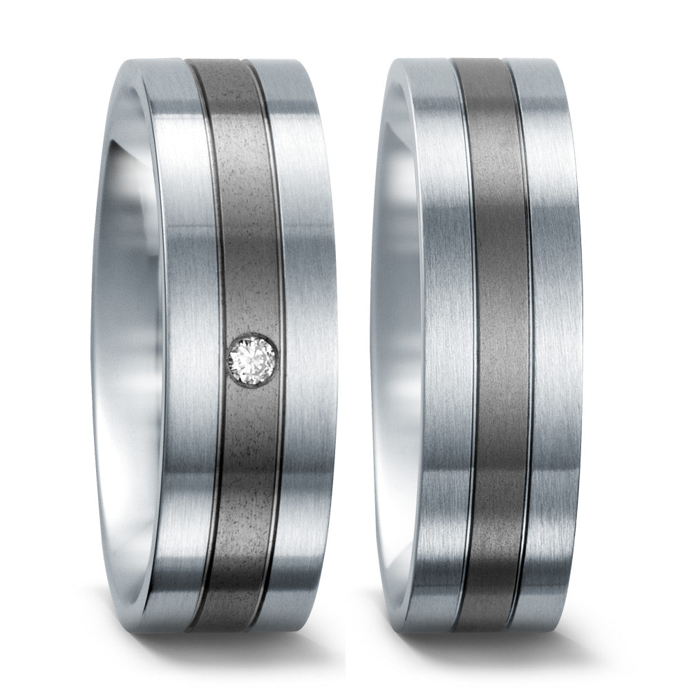 Ringe Titanium, Rustfrit stål Diamant 0.02 ct, w-si