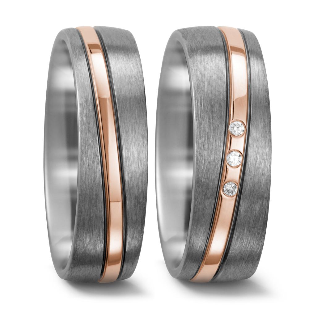 Partnerringe Titanium, 750/18K rødguld